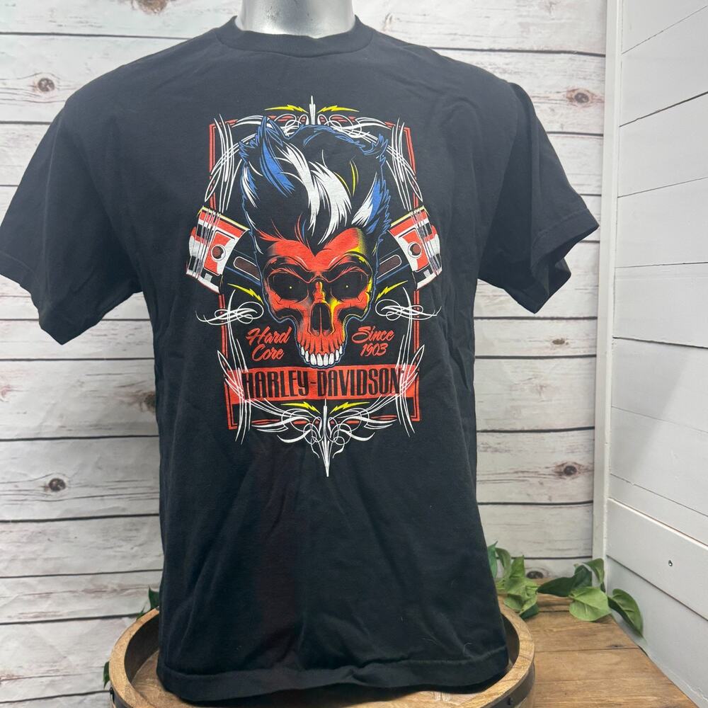 Harley-Davidson T Shirt Mens L Black Seattle WA Emerald City Motorcycle Skull
